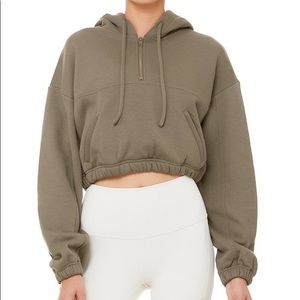 Alo Stadium Zip Hoodie in Olive Branch Size Small